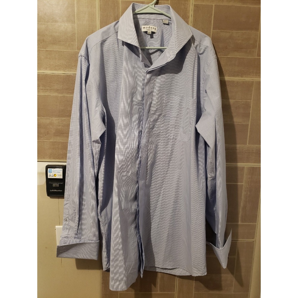 Modena Long Sleeve Dress Shirt 17.5 36/37 Long Sleeve Initials On Sleeve